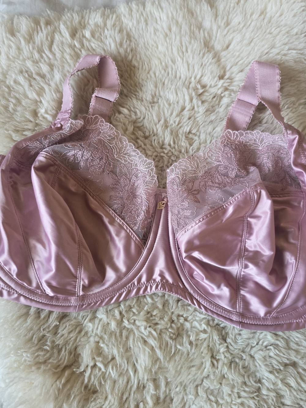 Soft Lace Satin Underwire Bra Pink